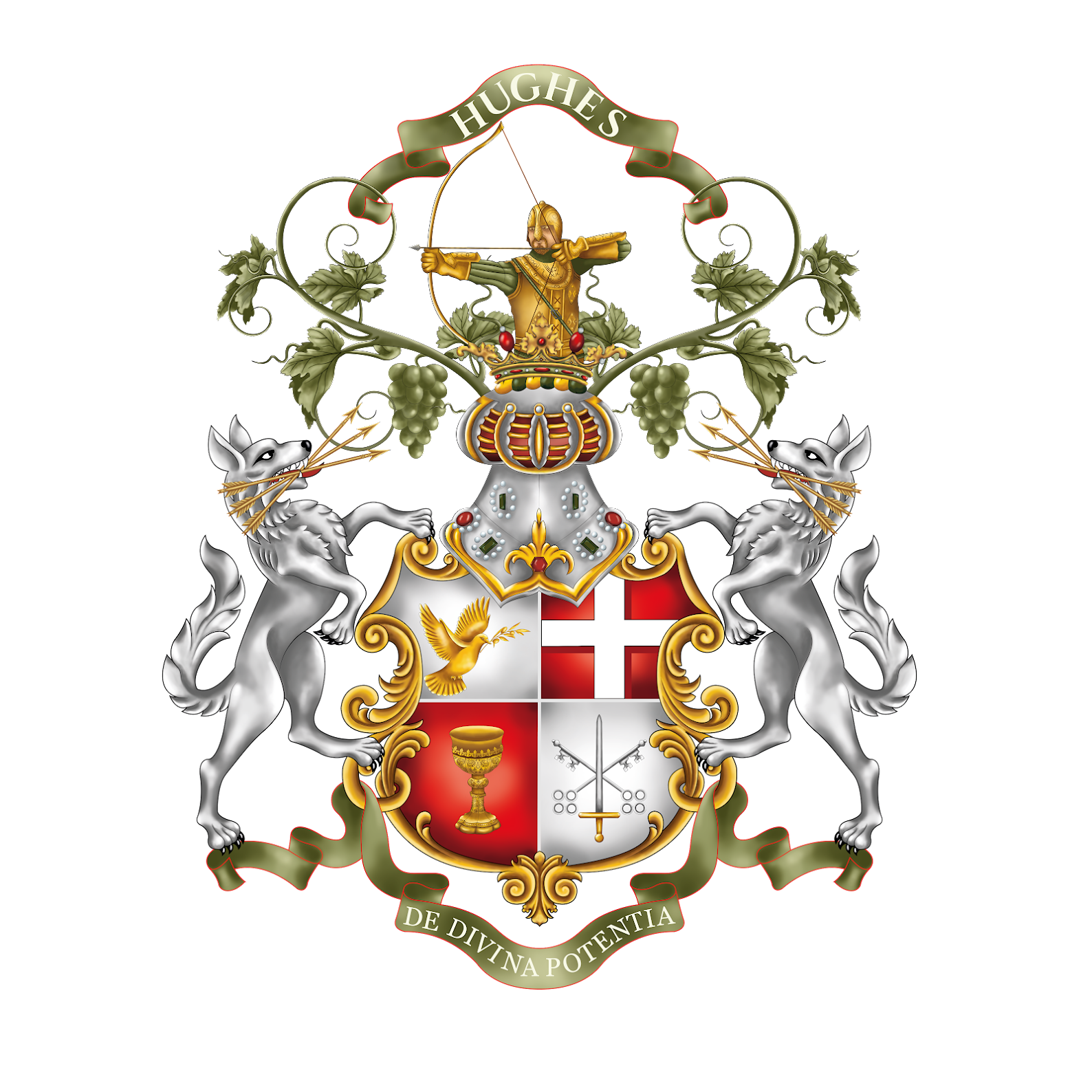 Hughes Family Crest - De Divina Potentia